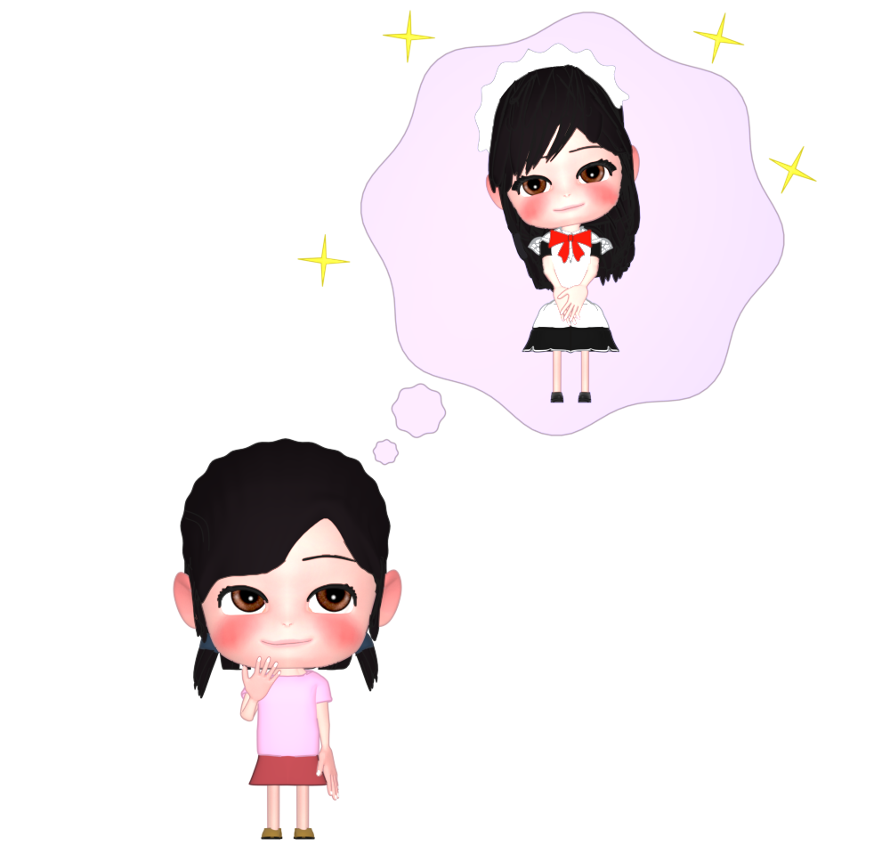 将来の夢はメイドさんになりたい女の子のイラスト