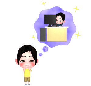 将来の夢はパソコンを使う仕事がしたい男の子のイラスト