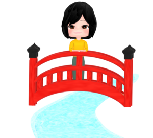 橋の上の女の子のイラスト