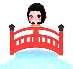 橋の上の女の子のイラスト