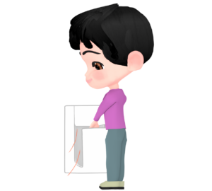 ハンドドライヤーで手を乾かす男性のイラスト
