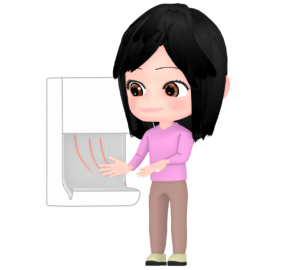 ハンドドライヤーを使う女性のイラスト