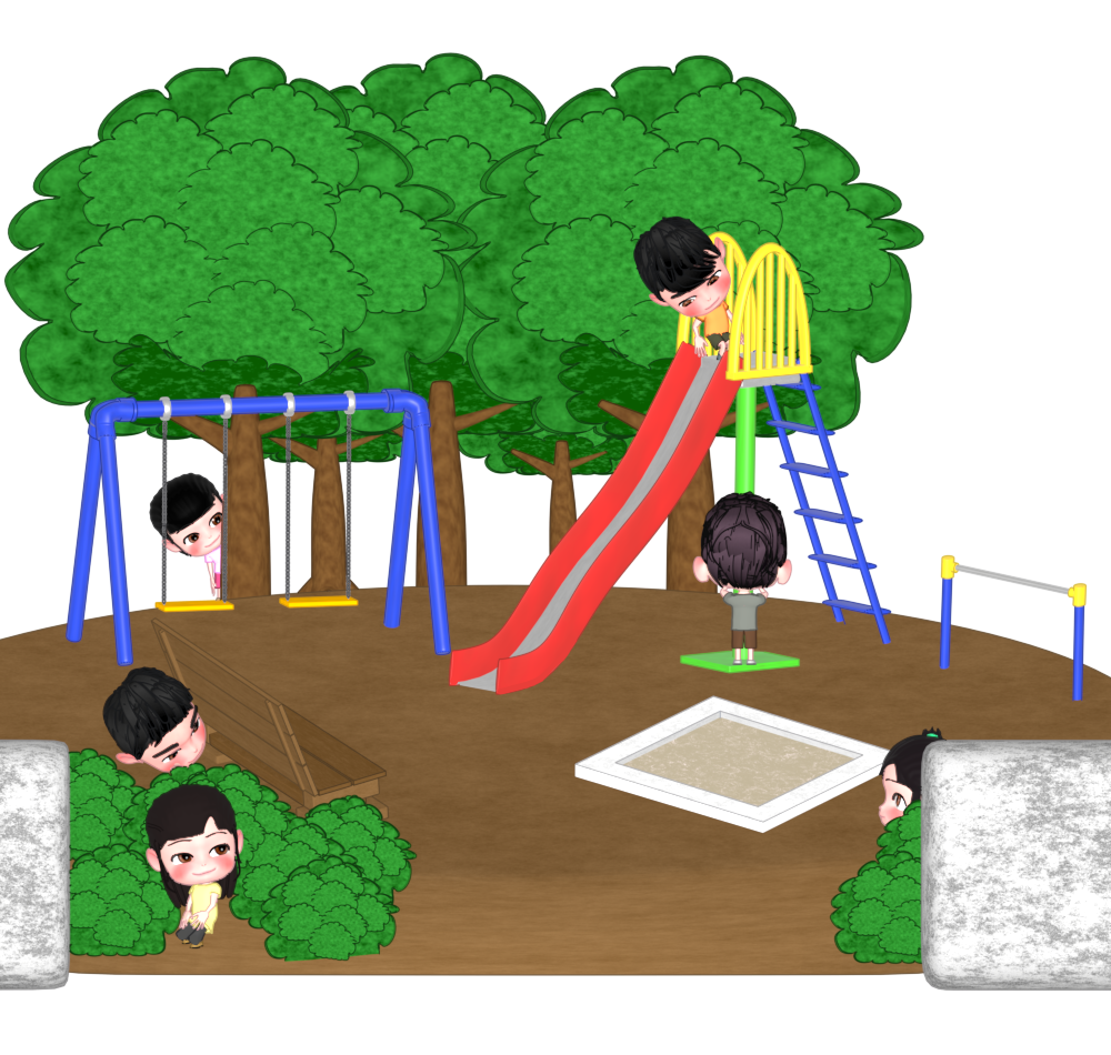 かくれんぼのイラスト