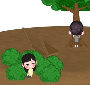 かくれんぼで遊ぶ子どものイラスト