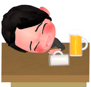 自宅で酔っ払う人のイラスト