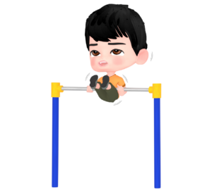 鉄棒で逆上がりをするイラスト