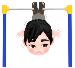 鉄棒で遊ぶ男の子のイラスト