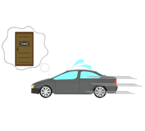 トイレに行きたいドライバーのイラスト
