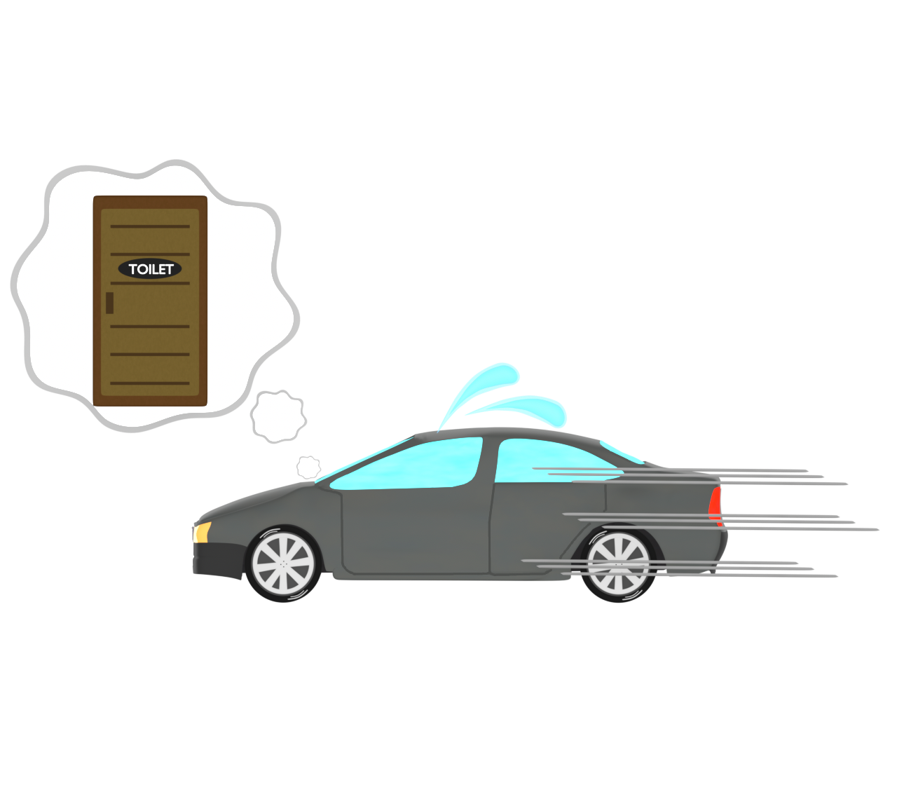トイレに行きたいドライバーのイラスト