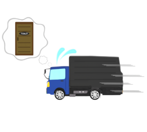 トイレに行きたいトラック運転手のイラスト