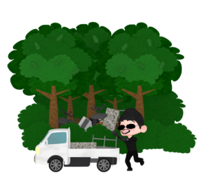 不法投棄をする犯人のイラスト