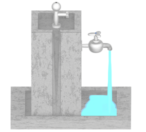 出しっぱなしの水飲み場のイラスト