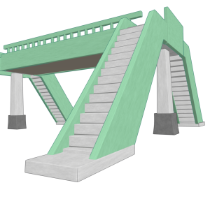 見上げる歩道橋のイラスト