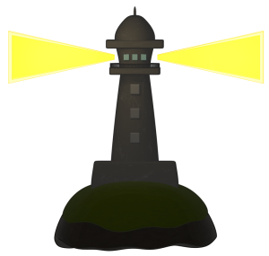 夜に光る灯台のイラスト