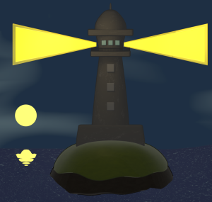 夜の灯台のイラスト
