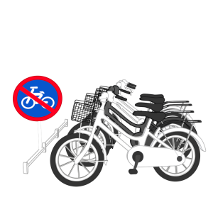 駐輪禁止・放置禁止区域にある自転車のイラスト