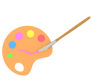 絵の具のパレットと筆のイラスト