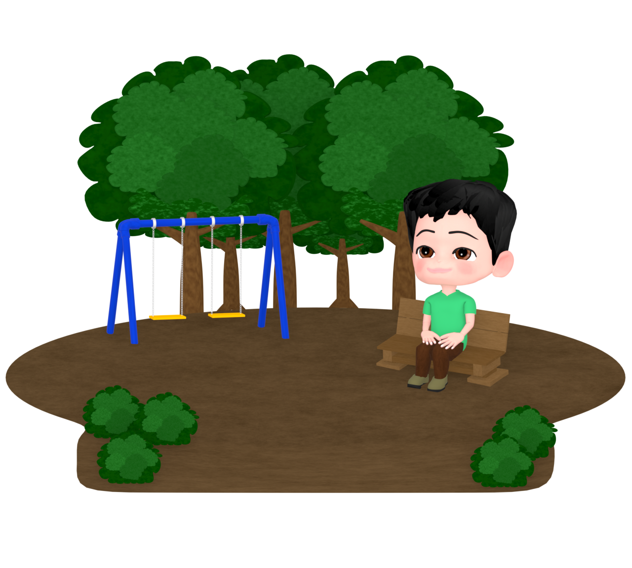 公園のベンチに座る男性のイラスト