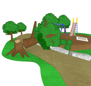公園の倒木のイラスト