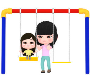 公園で遊ぶ親子のイラスト