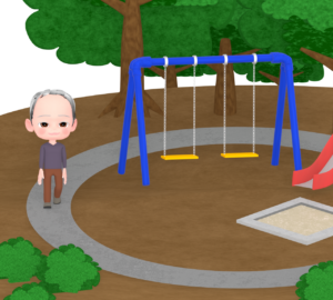 公園を散歩するおじいちゃんのイラスト