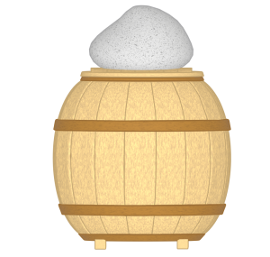 漬物石が乗った樽のイラスト