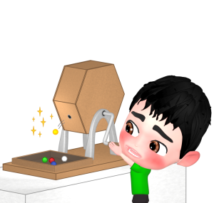 抽選器をガラガラ回す子供のイラスト