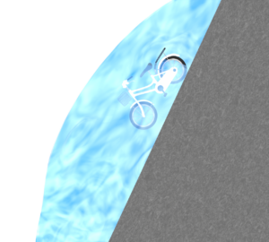 川に捨てられた自転車のイラスト