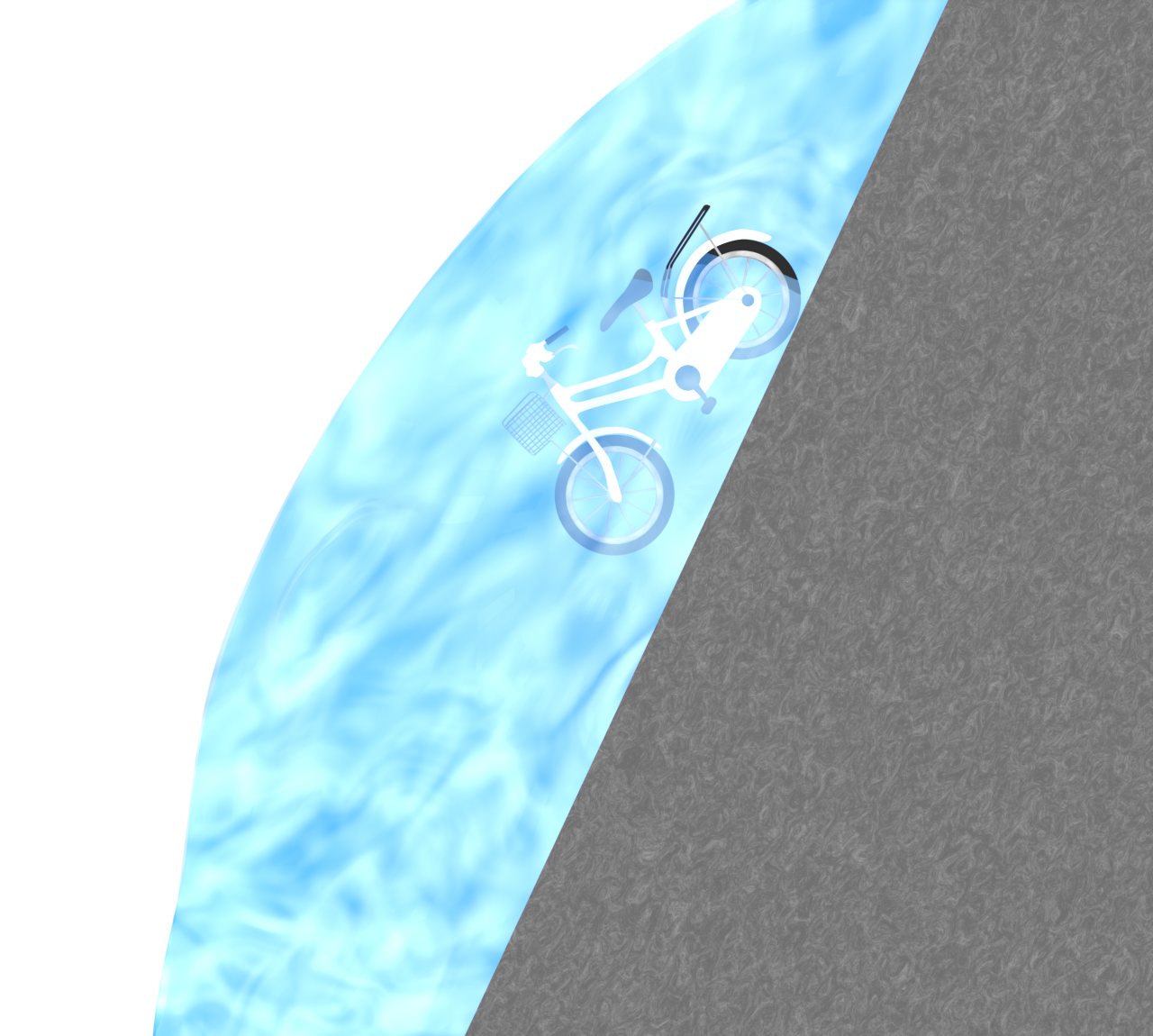 川に捨てられた自転車のイラスト