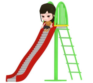 ローラー滑り台をすべる人のイラスト
