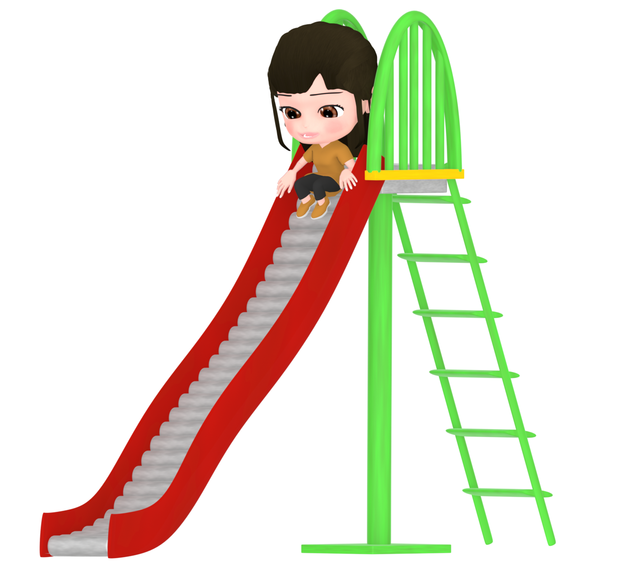 ローラー滑り台をすべる人のイラスト