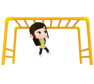 うんていで遊ぶ子供のイラスト