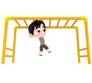 うんていで遊ぶ男の子のイラスト