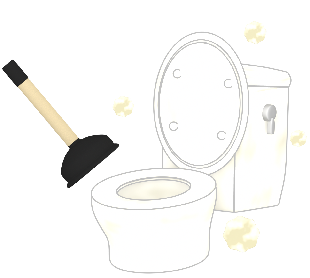 ラバーカップでトイレ掃除のイラスト