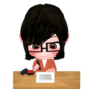印鑑を押す女性のイラスト