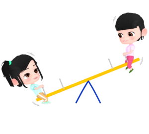 シーソーで遊ぶ子供のイラスト