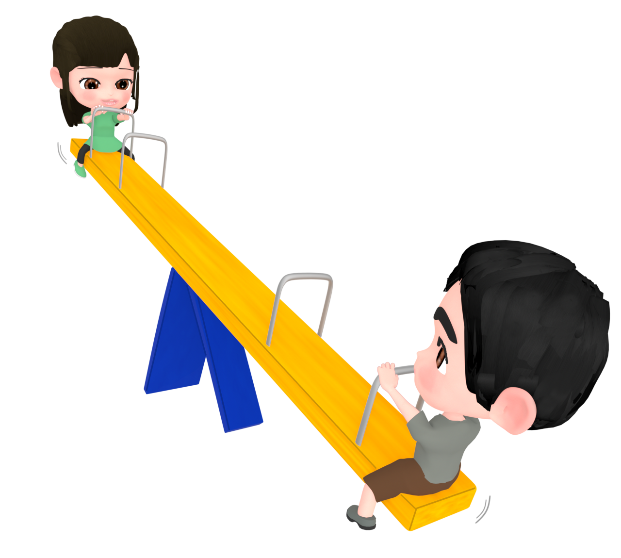 シーソーで遊ぶかわいい子供のイラスト