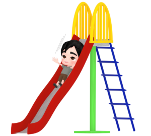 滑り台で遊ぶ子供のイラスト