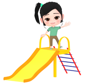 滑り台で遊ぶ女の子のイラスト