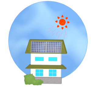 ソーラーパネルが設置された家のイラスト