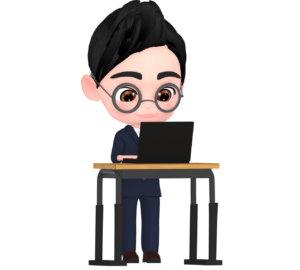 スタンディングデスクで仕事をする男性のイラスト