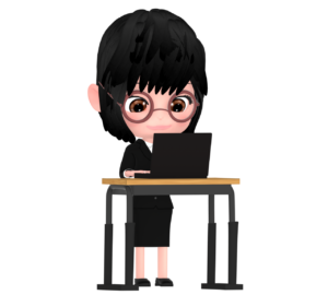 スタンディングデスクを使う女性のイラスト