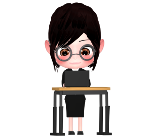 スタンディングデスクを使う女性のイラスト