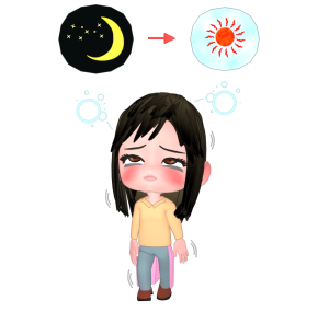 朝まで徹夜をした人のイラスト