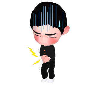 腹痛の男子生徒のイラスト