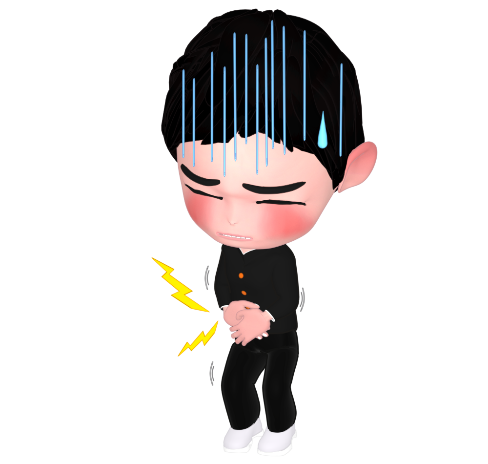 腹痛の男子生徒のイラスト