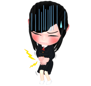 お腹が痛い女子生徒のイラスト