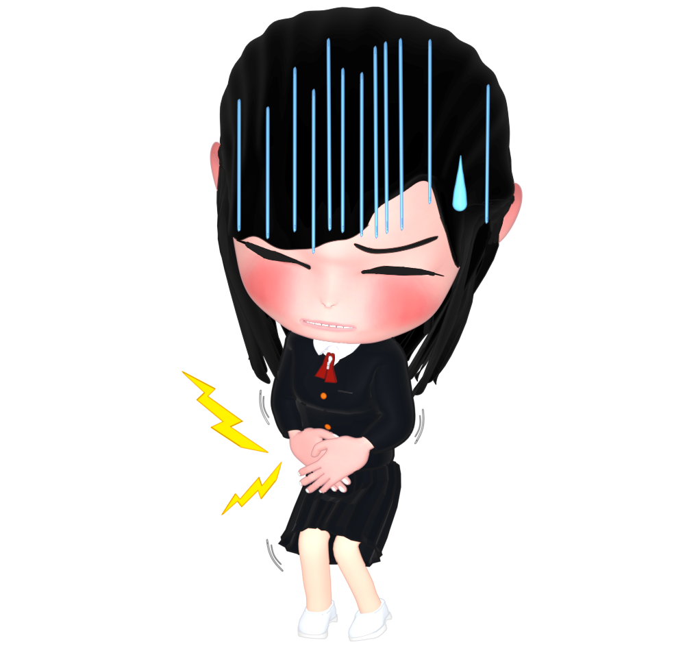 お腹が痛い女子生徒のイラスト