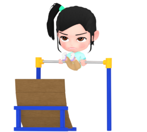 補助板で逆上がりの練習をするイラスト