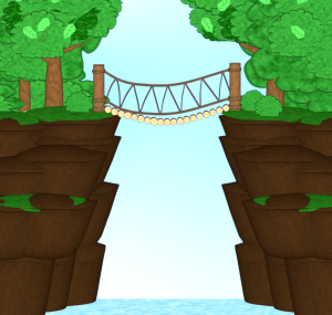 森の中の吊り橋のイラスト